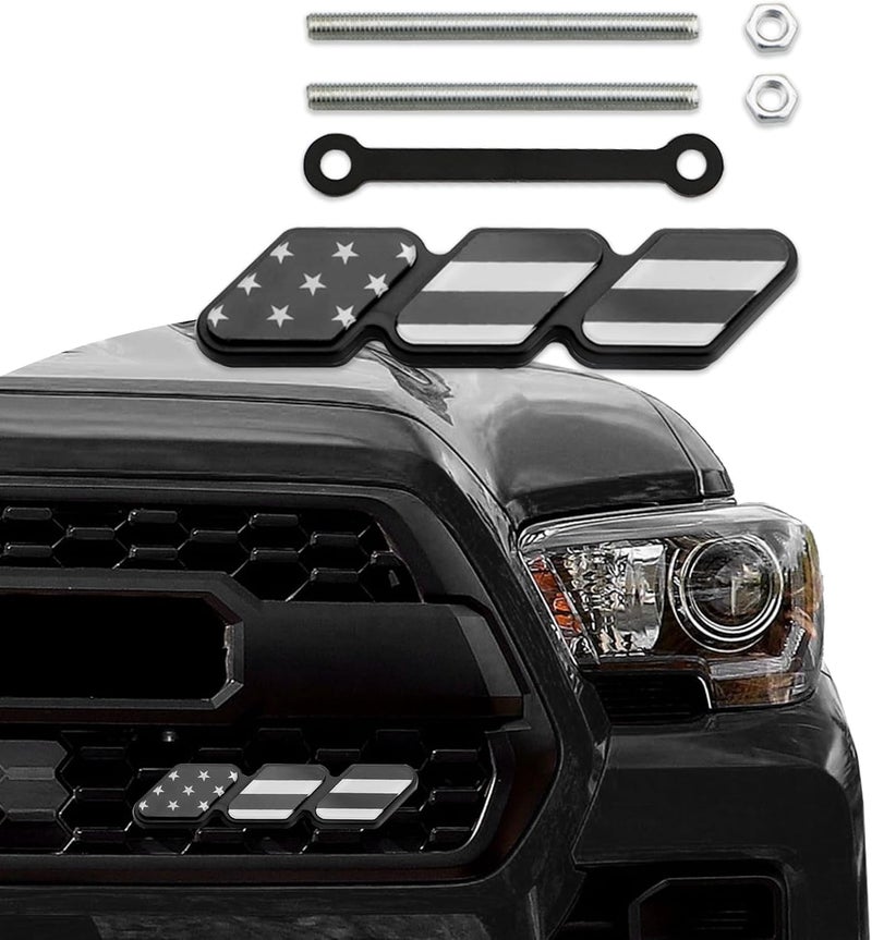 CHRYMUM TRD Grille Decor Badge, 3-Color Upgrade Emblem, Grille Insert Trims, Tri-Color Grille Badge Emblem Car Decoration Accessories Fit for Tacoma 4Runner Tundra Sequoia Rav4 Highlander (Grey) - Image 1